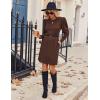 Zeagoo Women’s Knit Dress with Puff Sleeves for Fall & Winter – Round Neck Casual Tunic Dress(Coffee)