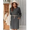 Zeagoo Women’s Knit Dress with Puff Sleeves for Fall & Winter – Round Neck Casual Tunic Dress(Dark Grey)