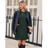 Zeagoo Women’s Knit Dress with Puff Sleeves for Fall & Winter – Round Neck Casual Tunic Dress(Deep Green)