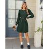Zeagoo Women’s Knit Dress with Puff Sleeves for Fall & Winter – Round Neck Casual Tunic Dress(Deep Green)