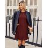 Zeagoo Women’s Knit Dress with Puff Sleeves for Fall & Winter – Round Neck Casual Tunic Dress(Deep Red)