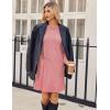 Zeagoo Women’s Knit Dress with Puff Sleeves for Fall & Winter – Round Neck Casual Tunic Dress(Light Pink)