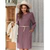 Zeagoo Women’s Knit Dress with Puff Sleeves for Fall & Winter – Round Neck Casual Tunic Dress(Mauve)