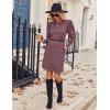 Zeagoo Women’s Knit Dress with Puff Sleeves for Fall & Winter – Round Neck Casual Tunic Dress(Mauve)