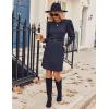 Zeagoo Women’s Knit Dress with Puff Sleeves for Fall & Winter – Round Neck Casual Tunic Dress(Navy Blue)