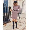 Zeagoo Women’s Knit Dress with Puff Sleeves for Fall & Winter – Round Neck Casual Tunic Dress(Pale Pink)