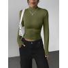 Zeagoo Womens Long Sleeve Shirts Mock Neck Basic Slim Fitted Tops Lightweight Stretch Base Layer T-Shirt(Army Green)