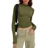 Zeagoo Womens Long Sleeve Shirts Mock Neck Basic Slim Fitted Tops Lightweight Stretch Base Layer T-Shirt(Army Green)