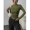Zeagoo Womens Long Sleeve Shirts Mock Neck Basic Slim Fitted Tops Lightweight Stretch Base Layer T-Shirt(Army Green)