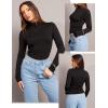 Zeagoo Womens Long Sleeve Shirts Mock Neck Basic Slim Fitted Tops Lightweight Stretch Base Layer T-Shirt(Black)