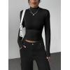 Zeagoo Womens Long Sleeve Shirts Mock Neck Basic Slim Fitted Tops Lightweight Stretch Base Layer T-Shirt(Black)