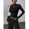 Zeagoo Womens Long Sleeve Shirts Mock Neck Basic Slim Fitted Tops Lightweight Stretch Base Layer T-Shirt(Black)