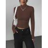 Zeagoo Womens Long Sleeve Shirts Mock Neck Basic Slim Fitted Tops Lightweight Stretch Base Layer T-Shirt(Brown)