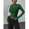 Zeagoo Womens Long Sleeve Shirts Mock Neck Basic Slim Fitted Tops Lightweight Stretch Base Layer T-Shirt(Green)