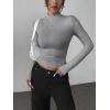Zeagoo Womens Long Sleeve Shirts Mock Neck Basic Slim Fitted Tops Lightweight Stretch Base Layer T-Shirt(Grey)