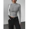 Zeagoo Womens Long Sleeve Shirts Mock Neck Basic Slim Fitted Tops Lightweight Stretch Base Layer T-Shirt(Grey)