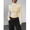 Zeagoo Womens Long Sleeve Shirts Mock Neck Basic Slim Fitted Tops Lightweight Stretch Base Layer T-Shirt(Ivory)