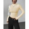 Zeagoo Womens Long Sleeve Shirts Mock Neck Basic Slim Fitted Tops Lightweight Stretch Base Layer T-Shirt(Ivory)