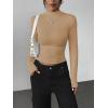 Zeagoo Womens Long Sleeve Shirts Mock Neck Basic Slim Fitted Tops Lightweight Stretch Base Layer T-Shirt(Khaki)