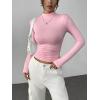 Zeagoo Womens Long Sleeve Shirts Mock Neck Basic Slim Fitted Tops Lightweight Stretch Base Layer T-Shirt(Pink)