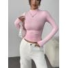 Zeagoo Womens Long Sleeve Shirts Mock Neck Basic Slim Fitted Tops Lightweight Stretch Base Layer T-Shirt(Pink)