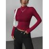 Zeagoo Womens Long Sleeve Shirts Mock Neck Basic Slim Fitted Tops Lightweight Stretch Base Layer T-Shirt(Red)