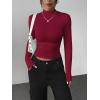 Zeagoo Womens Long Sleeve Shirts Mock Neck Basic Slim Fitted Tops Lightweight Stretch Base Layer T-Shirt(Red)