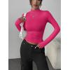 Zeagoo Womens Long Sleeve Shirts Mock Neck Basic Slim Fitted Tops Lightweight Stretch Base Layer T-Shirt(Rose Pink)