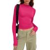 Zeagoo Womens Long Sleeve Shirts Mock Neck Basic Slim Fitted Tops Lightweight Stretch Base Layer T-Shirt(Rose Pink)