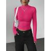 Zeagoo Womens Long Sleeve Shirts Mock Neck Basic Slim Fitted Tops Lightweight Stretch Base Layer T-Shirt(Rose Pink)