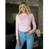 Zeagoo Womens Long Sleeve Shirts Mock Neck Basic Slim Fitted Tops Lightweight Stretch Base Layer T-Shirt(Z White+pink)