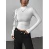 Zeagoo Womens Long Sleeve Shirts Mock Neck Basic Slim Fitted Tops Lightweight Stretch Base Layer T-Shirt(Z White+pink)