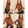 Zeagoo Womens Mesh Sheer Long Sleeve Top Mock Turtle Neck See Though Shirts Ruched Sexy Casual Going Out Blouses(Brown)