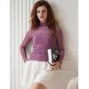 Zeagoo Womens Mesh Sheer Long Sleeve Top Mock Turtle Neck See Though Shirts Ruched Sexy Casual Going Out Blouses(Fuchsia)