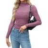Zeagoo Womens Mesh Sheer Long Sleeve Top Mock Turtle Neck See Though Shirts Ruched Sexy Casual Going Out Blouses(Fuchsia)