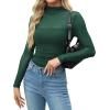 Zeagoo Womens Mesh Sheer Long Sleeve Top Mock Turtle Neck See Though Shirts Ruched Sexy Casual Going Out Blouses(Green)