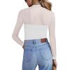 Zeagoo Womens Mesh Sheer Long Sleeve Top Mock Turtle Neck See Though Shirts Ruched Sexy Casual Going Out Blouses(White)