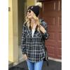 Zeagoo Womens Plaid Shacket Jacket Long Sleeve Fleece Hooded Jackets Fall Winter Warm Coat S-2XL(Black)
