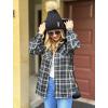 Zeagoo Womens Plaid Shacket Jacket Long Sleeve Fleece Hooded Jackets Fall Winter Warm Coat S-2XL(Black)
