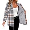 Zeagoo Womens Plaid Shacket Jacket Long Sleeve Fleece Hooded Jackets Fall Winter Warm Coat S-2XL(Grey Plaid)
