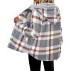 Zeagoo Womens Plaid Shacket Jacket Long Sleeve Fleece Hooded Jackets Fall Winter Warm Coat S-2XL(Grey Plaid)