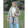 Zeagoo Womens Plaid Shacket Jacket Long Sleeve Fleece Hooded Jackets Fall Winter Warm Coat S-2XL(Khaki)
