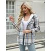 Zeagoo Womens Plaid Shacket Jacket Long Sleeve Fleece Hooded Jackets Fall Winter Warm Coat S-2XL(Light Blue)