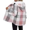 Zeagoo Womens Plaid Shacket Jacket Long Sleeve Fleece Hooded Jackets Fall Winter Warm Coat S-2XL(Light Pink Plaid)
