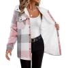 Zeagoo Womens Plaid Shacket Jacket Long Sleeve Fleece Hooded Jackets Fall Winter Warm Coat S-2XL(Light Pink Plaid)