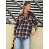 Zeagoo Womens Plaid Shacket Jacket Long Sleeve Fleece Hooded Jackets Fall Winter Warm Coat S-2XL(Navy Blue)