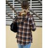 Zeagoo Womens Plaid Shacket Jacket Long Sleeve Fleece Hooded Jackets Fall Winter Warm Coat S-2XL(Navy Blue)