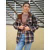 Zeagoo Womens Plaid Shacket Jacket Long Sleeve Fleece Hooded Jackets Fall Winter Warm Coat S-2XL(Navy Blue)
