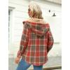 Zeagoo Womens Plaid Shacket Jacket Long Sleeve Fleece Hooded Jackets Fall Winter Warm Coat S-2XL(Orange)