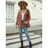 Zeagoo Womens Plaid Shacket Jacket Long Sleeve Fleece Hooded Jackets Fall Winter Warm Coat S-2XL(Orange)
